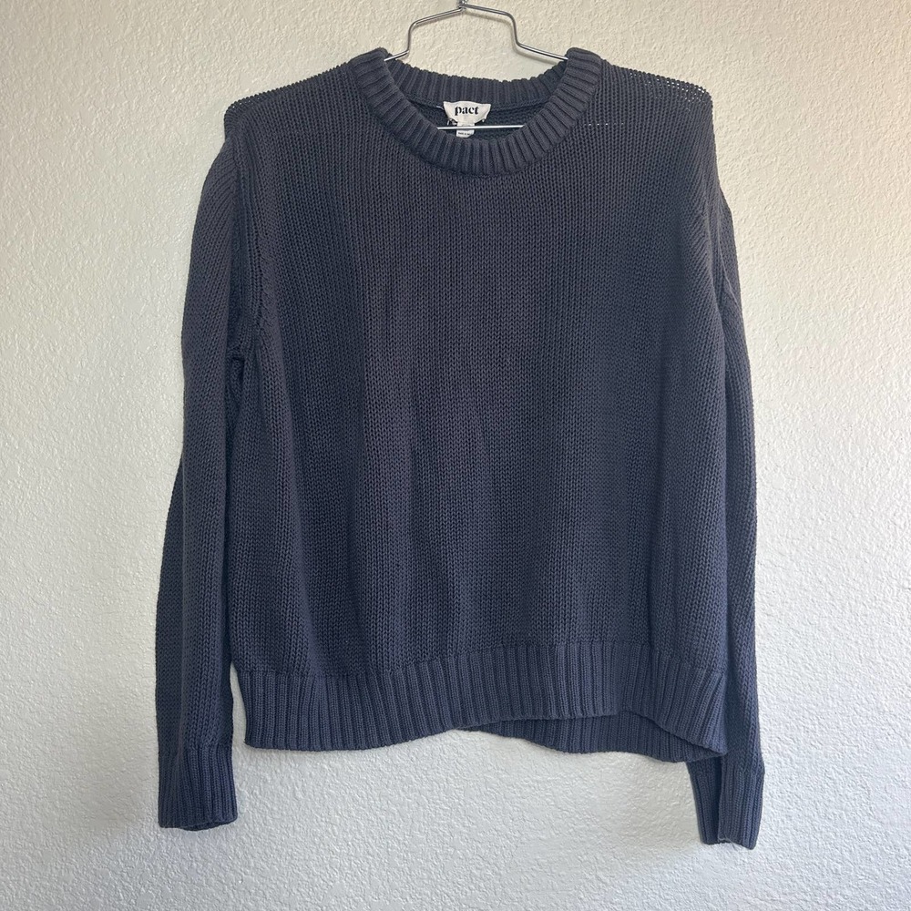 PACT Dark Grey Gray Crew Neck Knit Cotton Sweater Size XXL
